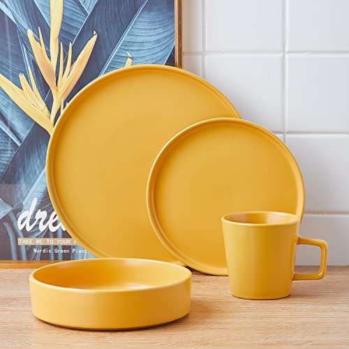 Image of Stone lain Cleo Stoneware Dinnerware Set, 16-Piece Service for 4, Yellow