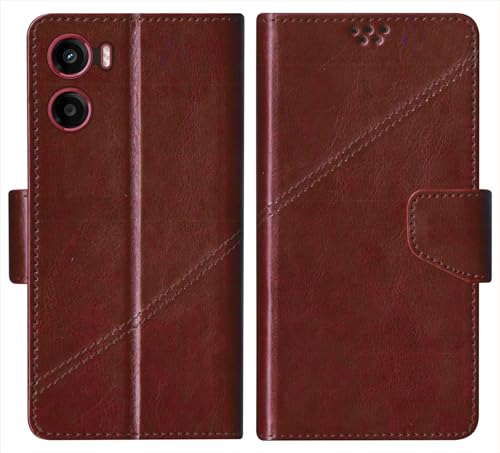 Image of SBMS Flip Cover for Motorola Moto G05 Back Cover Case with Magnatic Closure | Inbuilt Stand | Card & Money Pocket (Coffe Brown)
