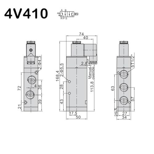 Vanne pneumatique 4V410-15 AC220V avec raccords de 6mm à 5 voies