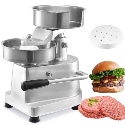 Kommerzielle Burgerpresse, robustes manuelles Pastetchen-Formwerkzeug aus Edelstahl mit Wachspapier für perfekte hausgemachte Burger