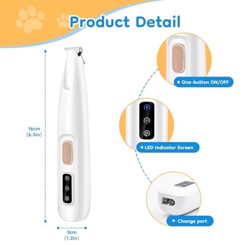 Image of Pet Grooming Combo for Dogs & Cats - Waterproof Low-Noise Paw Hair Trimmer with LED Light + 50 Pcs Natural Dog Ear Wipes, Rechargeable Shaver & Ear Cleaner, Reduce Wax & Itching