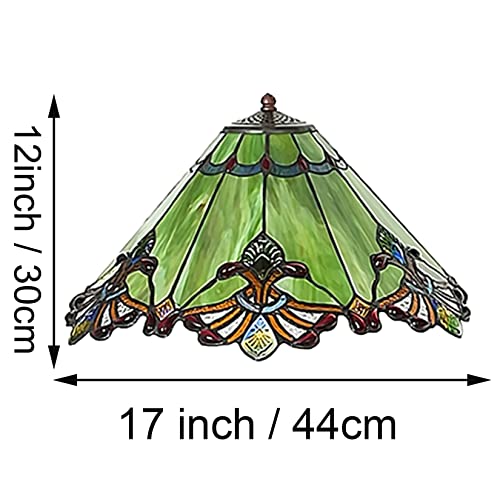 Image of Mission Lamp Shade Replacement Green Red White Tiffany Stained Glass Lampshade Only with Cap Fit for Table Lamp Floor Lamp Reading Desk Lamp Ceiling Pendant Light Chandelier,Green,17
