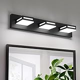 Donrao LED Modern Bathroom Vanity Light Fixtures (3-Light, 24-Inch), Acrylic Matte Black Bathroom Wall Lighting Fixtures Over Mirror (Cool White 6000K) with Rotatable Vanity Lights Heads