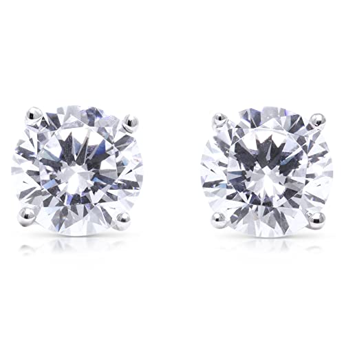 Diamond Earrings For Women, Diamond Stud Earrings For Men, 14k White Gold 1ct - 2 carat Princess, Heart, Round Cut Screw Back Earrings VVS1 D-E Color [Simulated Diamond] Fox Jewelry Co3