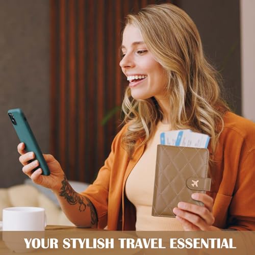 Image of Melsbrinna Premium Leather Passport Holder Covers Case, Waterproof Rfid Blocking Travel Wallet Passport Holder with Pen Holder, Cute Passport Book for Women /Men