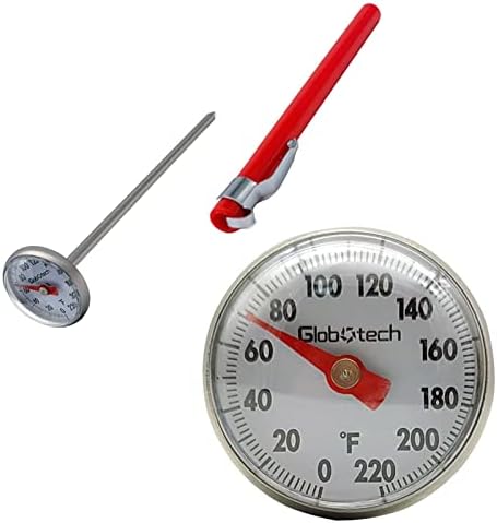 Kitchen Food-Cooking Meat Coffee Thermometer – Pocket Espresso Thermometer for Milk Foam Frothing Chocolate Water Grill, Turkey, BBQ Temperature Stainless Steel 1" Dial 5" Long Stem