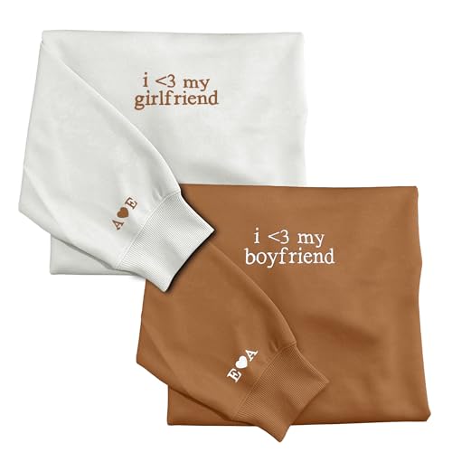 Custom Embroidered Couple Sweatshirt, I Love My Boyfriend, Sentimental Gifts For Him, Boyfriend, Couples Matching Sweatshirt Shirt, Gift For Valentine, Long Distance Couple Gifts, Personalized Gift