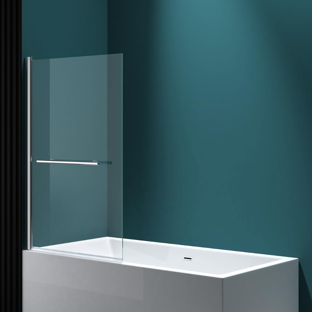 Durovin Bathrooms 1400 x 960mm Over Bath Shower Screen 180° Pivot Door Glass Pan