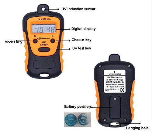 UV Intensity Meter,TOPCHANCES Portable High Precision Handheld UV Strength Tester UVC Measure Photometer UCB Detector with LCD Digtal Display - Thumbnail 4