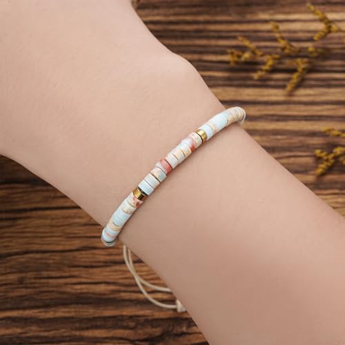 Plumiss Boho Inspirational Gifts Bracelets for Women,Handmade Unique Energy Natural Stone Beaded Strand Wrap Bracelet Jewelry Gift2