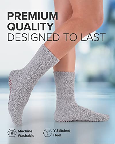 Trutread Fuzzy Slipper Socks With Grippers For Women And Men - 4 Pairs Non Skid Socks / No Slip Fuzzy Socks | Hospital Socks With Grips For Women And Hospital Socks For Men With Grips #TOP2