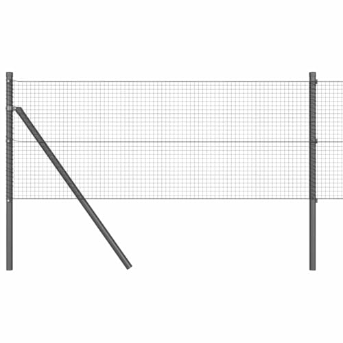 vidaXL Geschweißter Drahtzaun Mit 7 Pfosten Grau 0.6X10 m Stahl Langlebige Vielseitige Moderne Zaunlösung Für Außenbereich Metall Garten Grenzset Installation Sicherheit