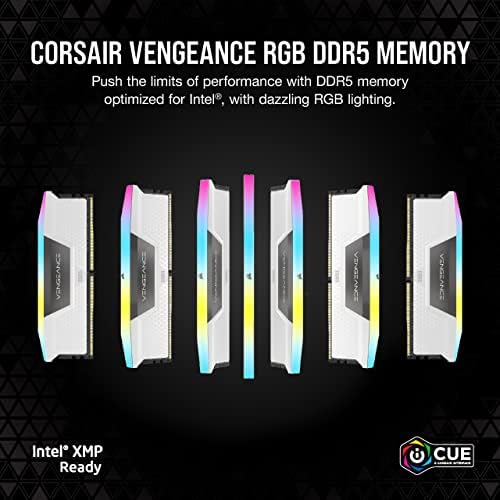 CORSAIR Vengeance RGB DDR5 RAM 32GB (2x16GB) Up to 6000MHz CL36-44-44-96 1.35V Intel XMP 3.0 Desktop Computer Memory - White (CMH32GX5M2E6000C36W)