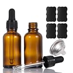 Amber Glass Dropper Bottle,2pcs 30ml Small Empty Reusable Eliquid Pipette Ear Dropper Bottles Suitable for Essential Oils Massage Perfumery Aromatherapy Laboratory Fragrances Pharmacist Bottle