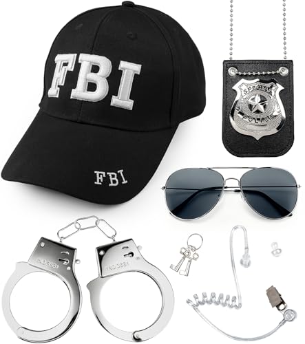 XUECHEN FBI Costume Accessories Set Police Detective Secret Agent Role Play Accessories for Halloween (FBI-1)