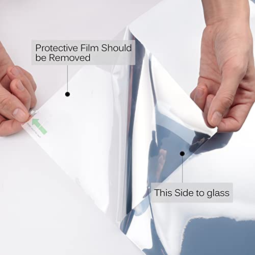 Image of KESPEN Window Privacy Film One Way Reflective Daytime Privacy Heat Blocking Anti UV Mirror Window Tint for Home and Office, Black-Silver, 31.5 Inch X 6.5 Feet