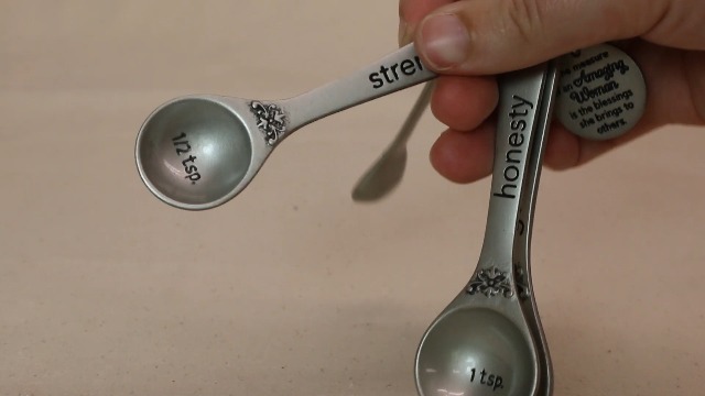 Amazing Woman Measuring Spoon Set, Decorative Gifts and Kitchen Accessories, 4 Spoons, Engraved Pewter and Silver Enamel, By Abbey & CA Gift