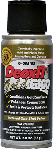 DeoxIT Gold G100S-2 Spray, Contact Cleaner/Enhancer/Protector for Gold Surfaces, 57g, Metered One-Shot Valve, 100% Solution, Non-Drip, Pack of 1