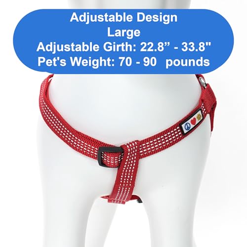 Pawtitas Reflective Step-in Dog Harness – Adjustable No-Pull Vest for Puppies to Seniors, Safe & Comfortable, L Red - Thumbnail 3