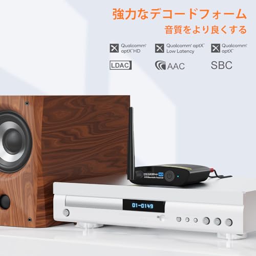 1Mii Bluetooth DAC HiFi LDAC Bluetooth レシーバー ブルートゥース オーディオ 受信機 DAコンバーター 5.3 RCA/AUX 3.5mm/光出力 LDAC/aptX HD/APTX LL/AAC対応、スピーカー/サウンドバー/車載 接続、携帯電話/タブレット/PC のHIFI 音楽 を ハイレゾ ワイヤレス 受信用 DS200Pro