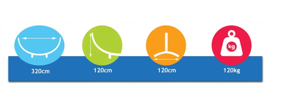 Potenza Supporto per Amaca in Acciaio 320 cm I Struttura Resistente Fino a 120 kg, Antiruggine, per una Persone, Ideale per Giardino, Terrazza I Telaio Universale per Amache (Graphite Base)