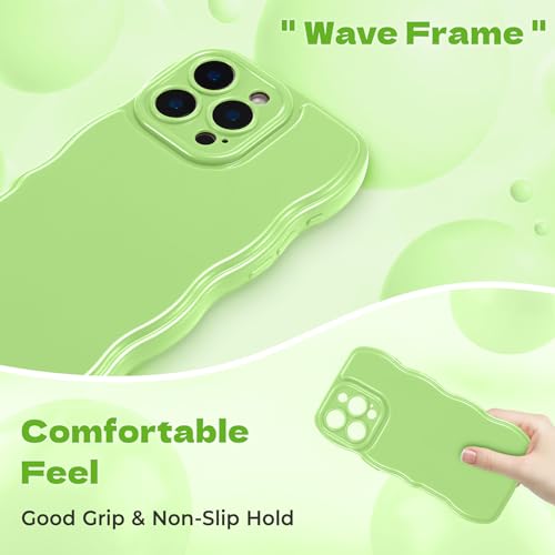 FABSPARK Phone Case for iPhone 16 Pro Max Case,Simple Wave Design Wavy Frame Soft Silicone Aesthetic for iPhone 16 Pro Max,Pea Green by FABSPARK - Used condition - Image 5