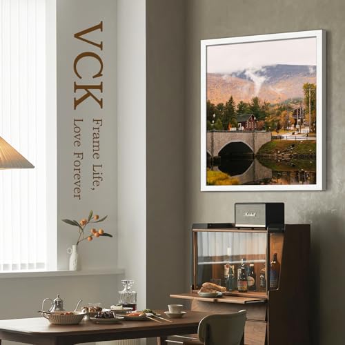 Image of VCK 24x30 Poster Frame Solid Wood White 3 Pack Picture Frames 24 x 30 Inches with Wall Mounting Hanging