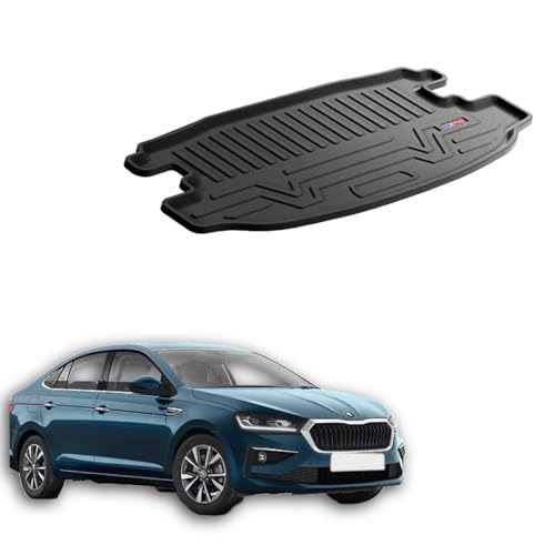 Image of 3D TPE Car Boot Mat for Slavia (2022 Onwards) Custom Fit, Heavy Duty & Anti-Slip Boot Mat | All Weather Resistant, Waterproof & Dustproof Trunk Liner, Car Dicky Mat for Slavia