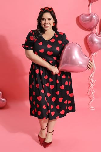 Image of RITERA Plus Size Dresses for Curvy Women Summer Spring Womens Dress V Neck Short Sleeve Casual Dress with Pockets XL-5XL