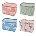 YUNSHANGHE 4 Stück Stoff Aufbewahrungskorb Organizer, Kinder Kleine Leinen Faltbare Aufbewahrungsbox mit 2 Griffen, Ablagekörbe für Desktop Speicher und Haushalts Organizer 20x16x14cm (Bär und Vogel)