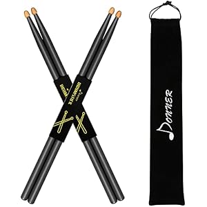 Donner 5A Drumsticks Schwarz Klassisches Ahorn Holz 2 Paar mit Tasche
