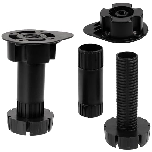 AERZETIX - C74767 - Lot de 10 Pieds de Meubles niveleurs réglables Ø58 mm - Hauteur 100-150 mm - en Plastique - Couleur Noir