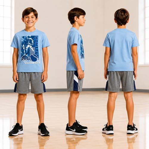 Image of Pro Athlete Active Boys Short Sets - 3 Piece Performance Short Sleeve T-Shirt and Dry Fit Shorts - Boys Athletic Sets (8-16)