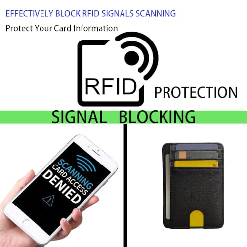 Slim Front Pocket Minimalist RFID Blocking Leather Wallets for Men and Women, Lightweight, Includes Card Holders - Cross Black3