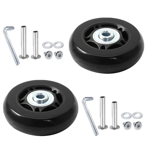 Image of Luggage Wheels Replacement, 60 x 18mm, Black Rubber, 2pcs