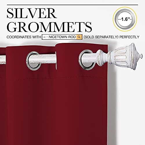 Image of NICETOWN Burgundy Red Blackout Draperies Curtains - Pair of Grommet Top Thermal Insulated Blackout Decorative Curtains for Thanksgiving Day & Christmas Decor(55 inches Wide by 90 inches Long)