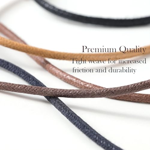 Image of 2 Pairs Dress Shoe Laces, 1 /8 inch Waxed Round Shoelaces | Anti slip waxed cotton coating keeps knots secured all day; 8 colors & 6 sizes for men's,women's leather, dress shoes