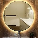 ✔ 【Miroir sans cuivre 】4.5 mm miroir sans cuivre et sans plomb, parfait protection contre la corrosion due à l'humidité et aux produits chimiques ménagers. Miroir mural rond moderne et élégant avec technologie LED à économie d'énergie, classe énergétique A++