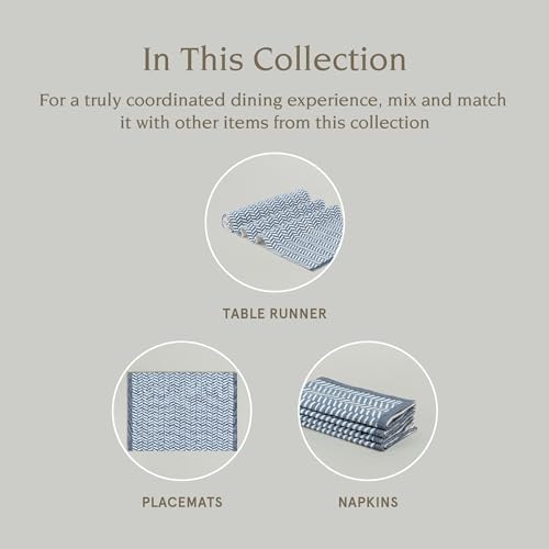 Servilletas de Tela Estampadas Azul Herringbone x4 miniatura 4
