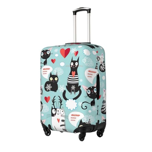 Black And White Cats Print Luggage Suitcase Cover Protector Luggage Washable Covers With Concealed Zipper2