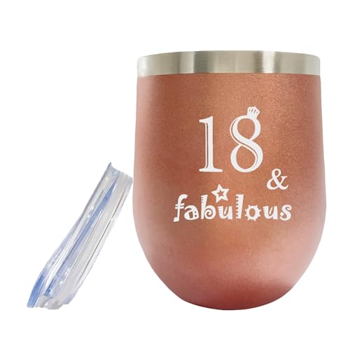 AIQIUQIU 18th Birthday Gifts for Girls, 18 & Finally Birthday Tumbler with Leak Proof Lid, 12oz Ideas Birthday Vacuum Insulated Mug for Her, Sister, Friends, Daughter, Rose Gold