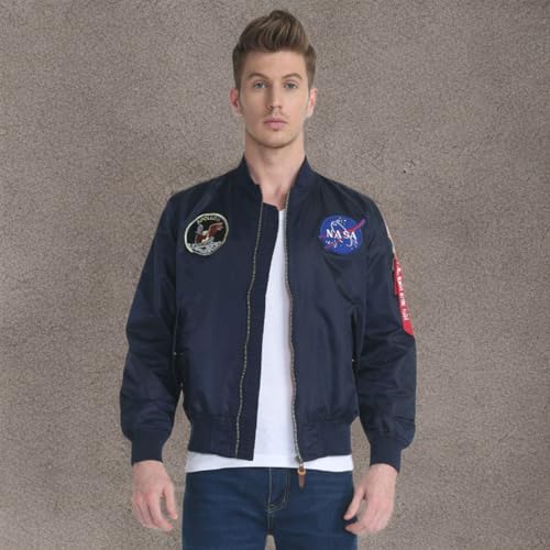 Image of CORIRESHA Mens Apollo NASA Patches Slim Fit Bomber Jackets Windbreaker