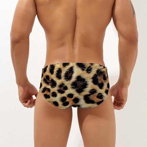 Leopard Skin Mens Swim Briefs Quick Dry Swimming Trunks Training Swimsuit Low Rise Swimwear2