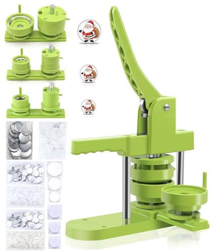MK.Bear Button Maker Machine Multiple Sizes 1+1.25+2.25in, Button Pin Maker Kit for DIY Gifts, Badge Press Machine with Free 300PCS 25+32+58mm Badge Making Iron Supplies & 3Circle Cutter