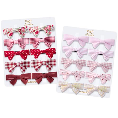 LMYMHMLM 20pcs small red & pink hair bows for girls.Cute baby hair bows Non-slip alligator hair clips.Toddlers bow clips Handmade hair accessories for little girls gift set.