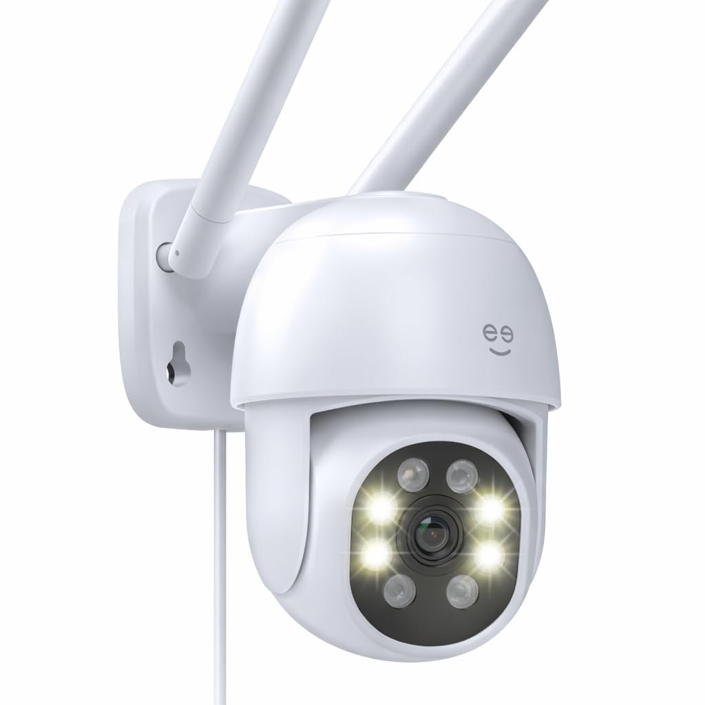 Geeni Lookout 2K Outdoor Auto-Follow Security Camera – Outdoor Security Camera, Weather Resistant with Pan-Tilt, Motion Tracking, Dual-Band Wi-Fi, Color Night Vision, Two-Way Audio — White
