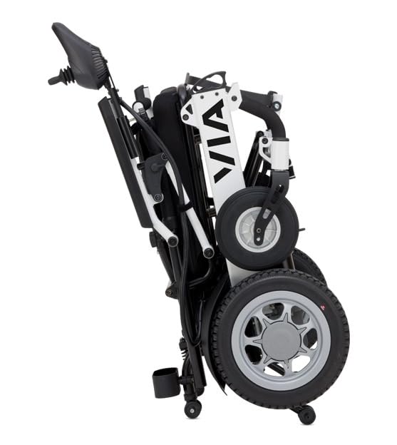 Bischoff & Bischoff Silla de ruedas eléctrica Via, plegable, para interior y exterior, velocidad de 6 km/h, alcance aprox. 25 km, color blanco, con HMV: 18.46.06.0004
