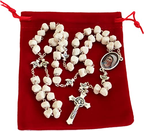 Holy Land Market Medjugorje Rosary - Handcrafted from Apparition Hill Stones, 20 in, Silver Cross