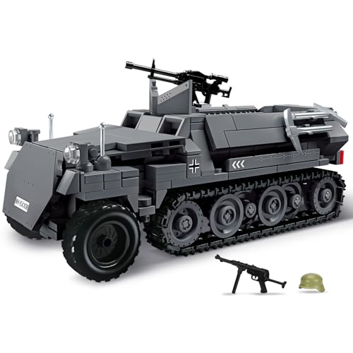 WWII Half-Track Military Vehicle Building Set, Compatible with Lego, 436pcs