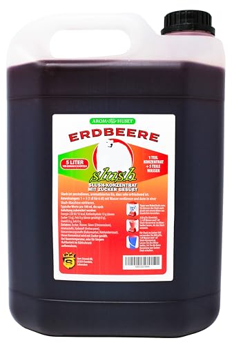 Erdbeer-Slushkonzentrat 5 L | Mischungsverhältnis 1:5 | Slush-Eis | Crush-Eis | Wassereis | Granita | ohne künstliche Farbstoffe | für Slushie-Maker